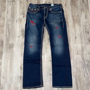True Religion Mens Straight Jeans Red Undertone
